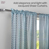 Polyester Jacquard Curtain Silver Mesh, Ice Blue