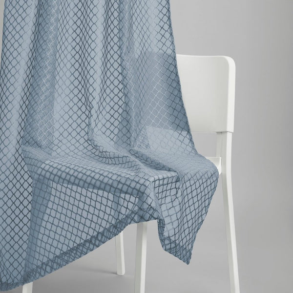 Polyester Jacquard Curtain Silver Mesh, Ice Blue