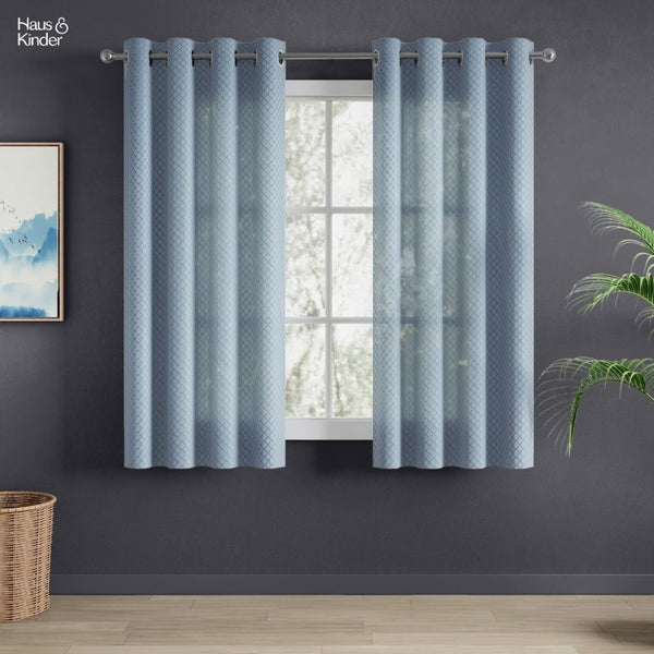 Polyester Jacquard Curtain Silver Mesh, Ice Blue