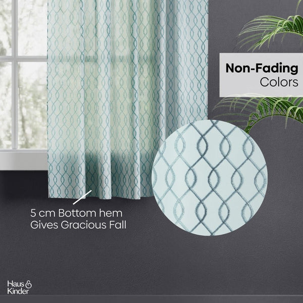 Polyester JacquardCurtains Misty Weave, Teal