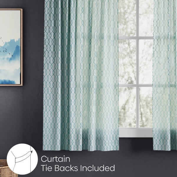 Polyester JacquardCurtains Misty Weave, Teal