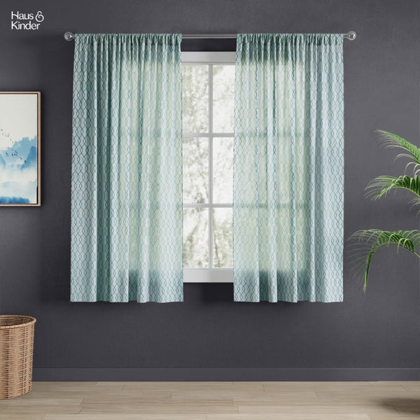 Polyester JacquardCurtains Misty Weave, Teal