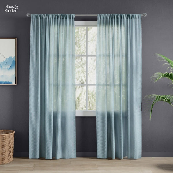 Polyester Jacquard Curtains Aqua strand, Teal