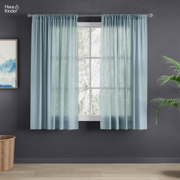 Polyester Jacquard Curtains Aqua strand, Teal