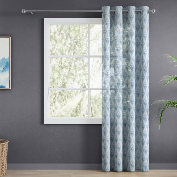 Bloom Lattice Sheer Printed Pack Of 1 Curtain, Blue