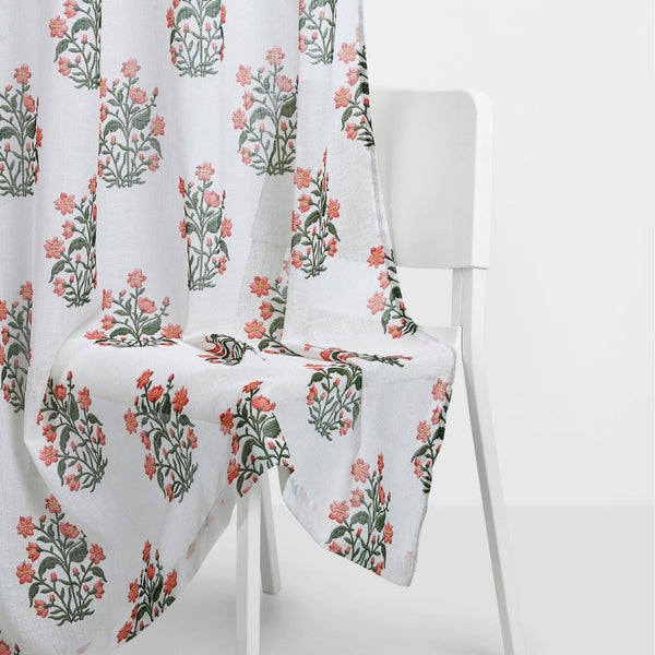 Floral Sprig Sheer Printed Pack Of 1 Curtain, Multicolor