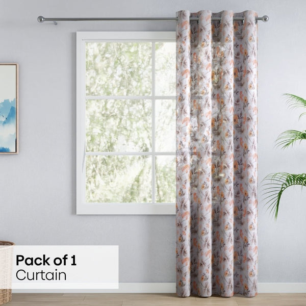 Floral Drift Sheer Printed Pack Of 1 Curtain, Multicolor