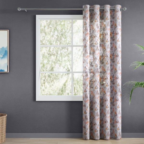 Floral Drift Sheer Printed Pack Of 1 Curtain, Multicolor