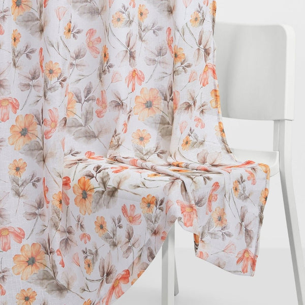 Floral Drift Sheer Printed Pack Of 1 Curtain, Multicolor
