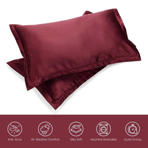 Satin Royale Crimson Velvet 300TC Satin 2 Pillow Cover