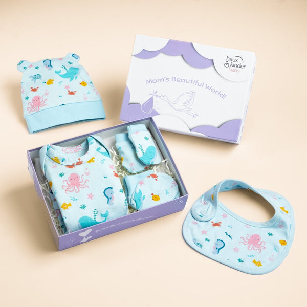 Vitamin Sea 100% Cotton Adorable Attire Gift Set Pack of 5 0 - 3 Months