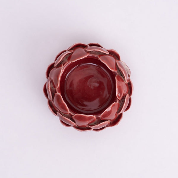 Mahogany Artichoke Tea light holder- Red