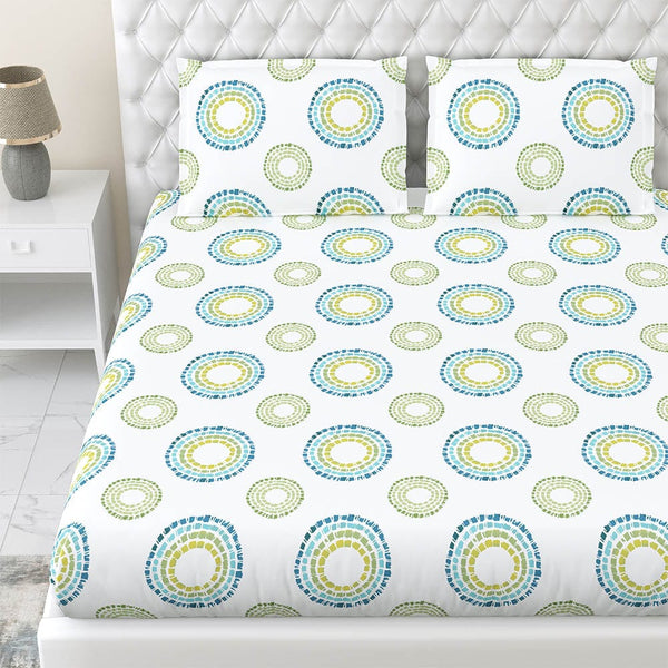 Radiant Circles 100% Cotton Double Bedsheet, 144 TC