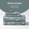 Green foliage 100% Cotton King Fitted Bedsheet, 144 TC