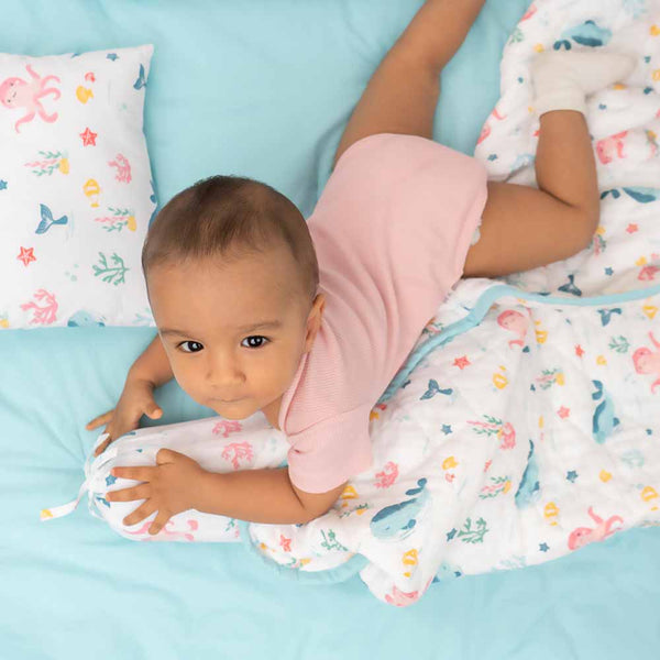 Bundle of Joy Bedding Set: Mattress, Bolsters with Quilt (Pack of 5,Vitamin Sea)
