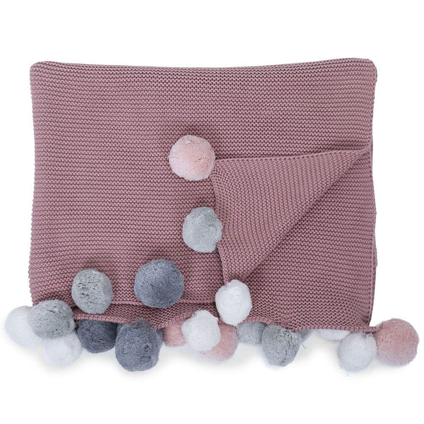 Musk Rose Pom Pom 100% cotton knitted Summer AC blanket 0 - 2 years