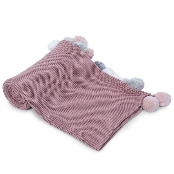 Musk Rose Pom Pom 100% cotton knitted Summer AC blanket 0 - 2 years