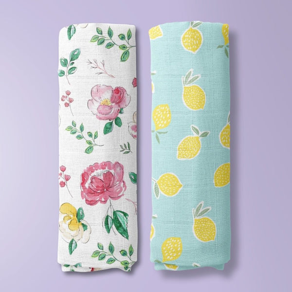 Bloom buddies Collection 100% Cotton Muslin Swaddle Pack of 2