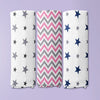 Tiny Twinkles 100% Cotton Muslin Swaddles 0 to 3 Months, Pack of 3