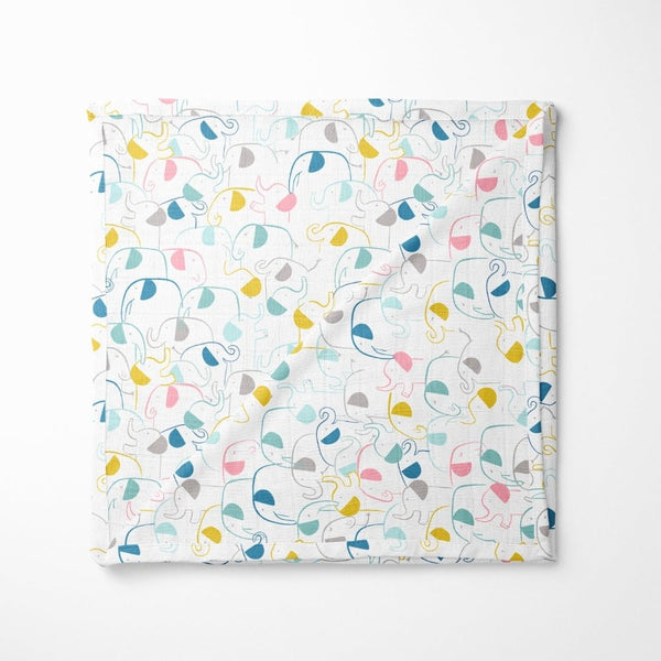 Aloha Collection 100% Cotton Muslin Swaddle Pack Of4 (Elephant, Dot, Fruit, Ocean)
