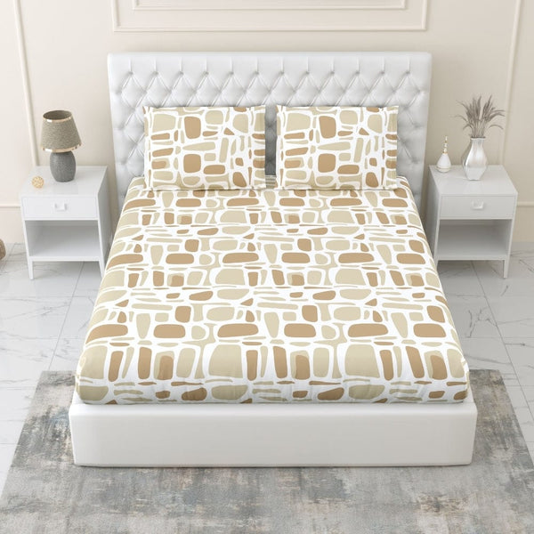Modern Matrix 100% Cotton King Fitted Bedsheet, 144 TC