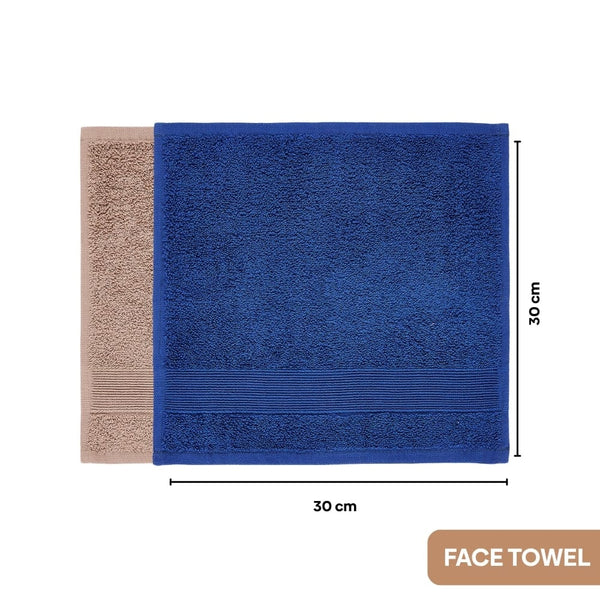 100% Cotton Harmony Combed Bath Set- Pack Of 6(Cobalt, Almond)
