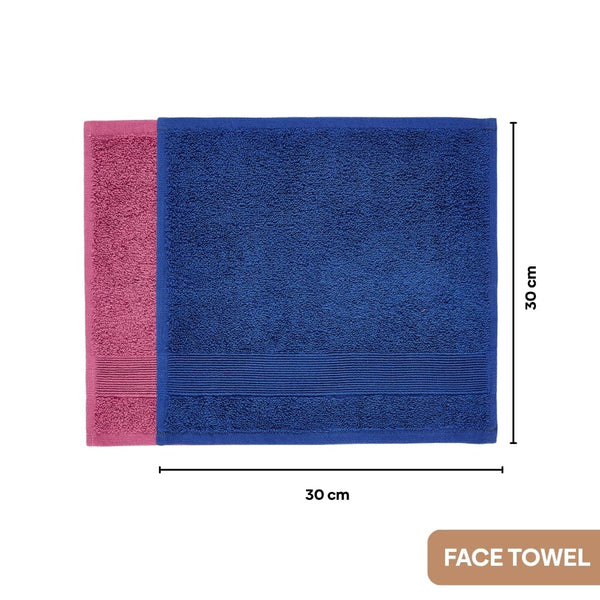 100% Cotton Harmony Combed Bath Set -Pack Of 6(Cobalt, Mulberry)