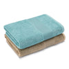 100% Cotton Harmony Combed Bath Towel- Pack Of 2(Coastal Blue, Taupe)
