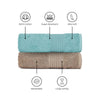 100% Cotton Harmony Combed Bath Towel- Pack Of 2(Coastal Blue, Taupe)