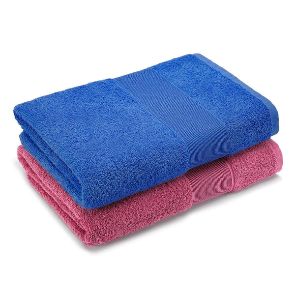 100% Cotton Harmony Combed Bath Towel- Pack Of 2(Cobalt, Mulberry)