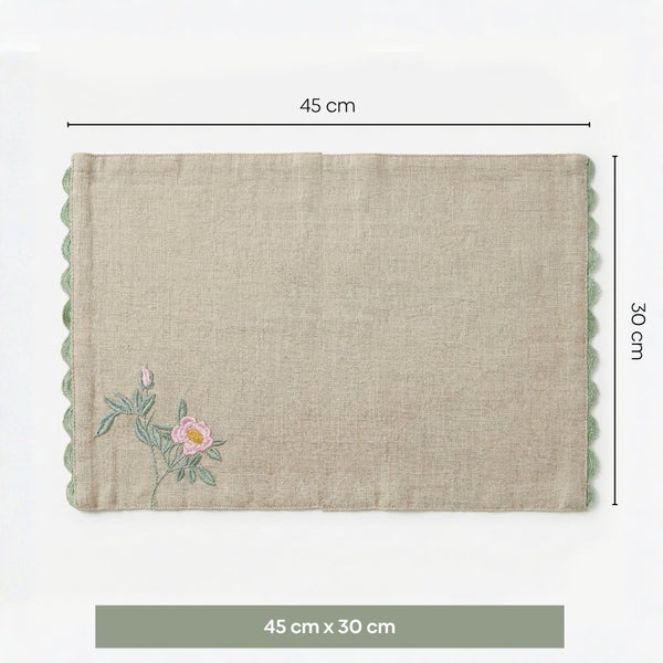 Botanique Clay Embroidered Table Placemats, Taupe (Pack of 2)