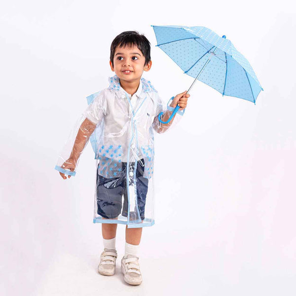 Clear Sky Kids Raincoat with inbuilt Backpack Extension, Clear Blue (2-5Y)