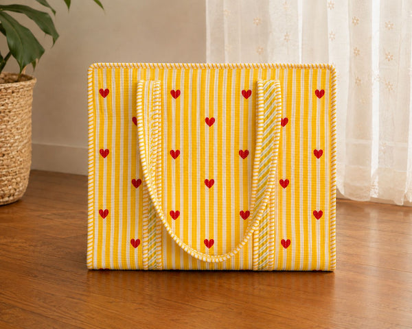 Little Hearts Quilted Tote bag (Yellow)