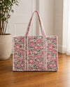 Pink Periwinkle Quilted Tote Bag
