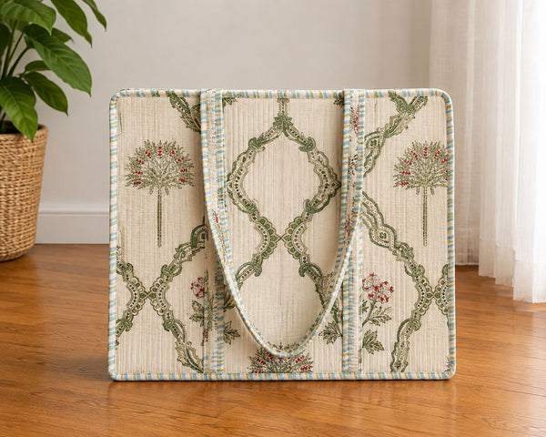 Green Jaal (Mesh) Quilted Tote Bag