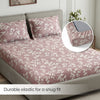 Wine foliage 100% Cotton Double Fitted Bedsheet, 144 TC