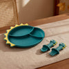 Baby Dino Silicon Suction Feeding Set-Plate With Spoon and Fork, (4Months+)