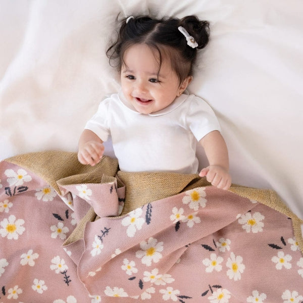 Petel Pink 100% Cotton Knitted All Season AC Blanket 0- 2 years
