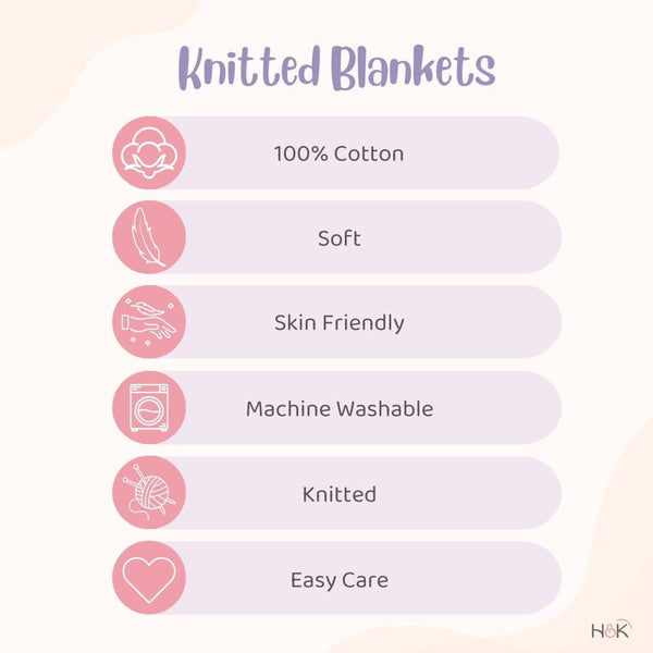 Petel Pink 100% Cotton Knitted All Season AC Blanket 0- 2 years