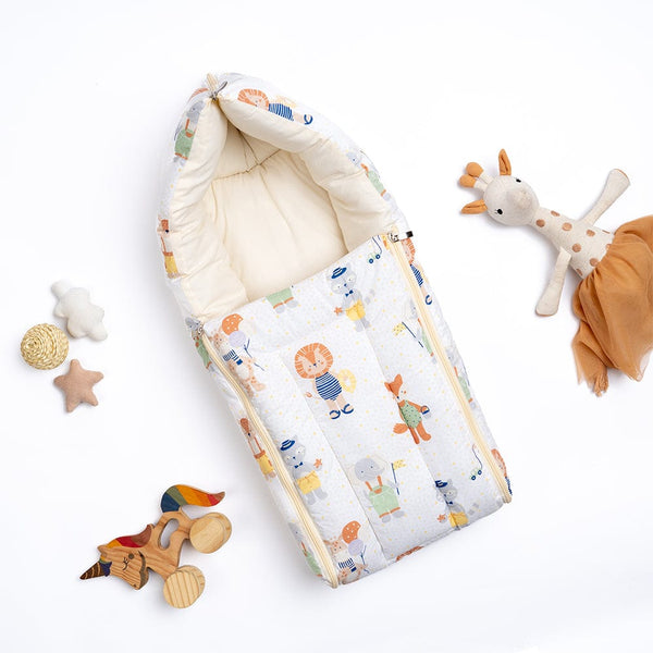 Jungle Party 100%Cotton Carrier Nest cum sleeping bag 0 - 3 Months Lightweight