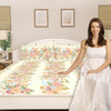 Vintage Peony 100% Cotton Double Size Bedsheet, 144 TC