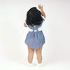 Girl Onesie Dress, Blue-White 0-12 Months