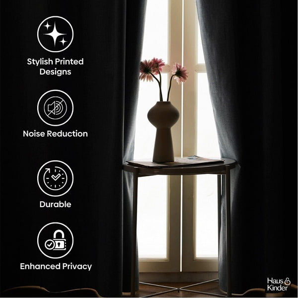 Polyester Printed Blackout Window Curtains Petal Poetry, Multi