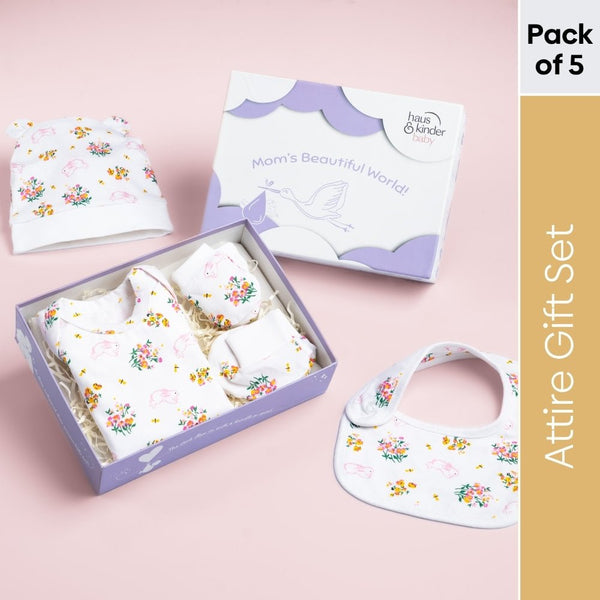 Hippity Hop 100% Cotton Adorable Attire Gift Set Pack of 5 0 - 3 Months