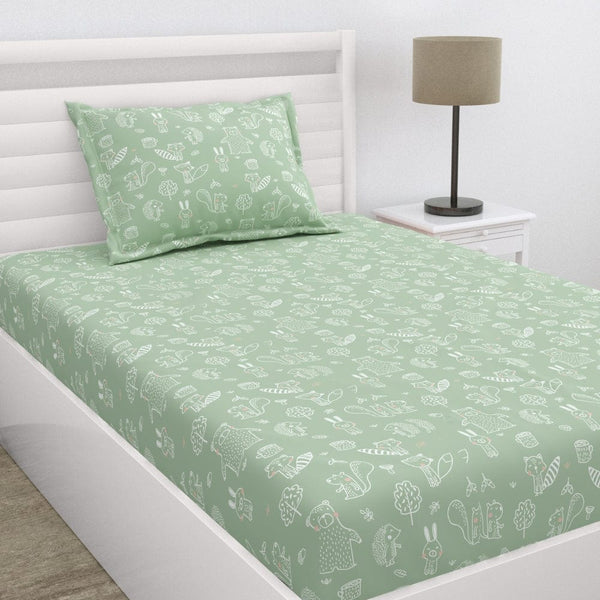 Foliage Fantasy Percale 210 TC Single Flat Bedsheet