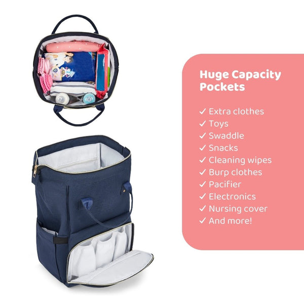 Navy Chic Diaper Bag Backpack (Capacity - 20L)