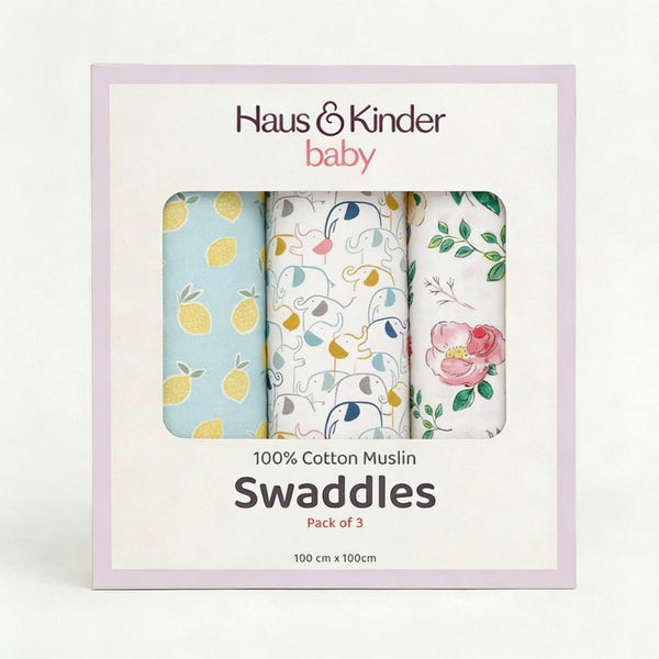 Little Sunshine Collection 100% Cotton Muslin Swaddle Pack Of 3