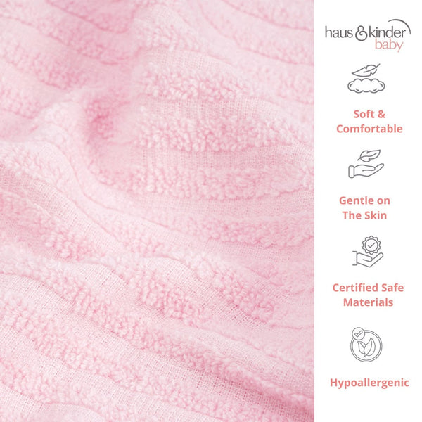 Pink & Grey 100% Cotton Kids Bath Towel 0- 5 years