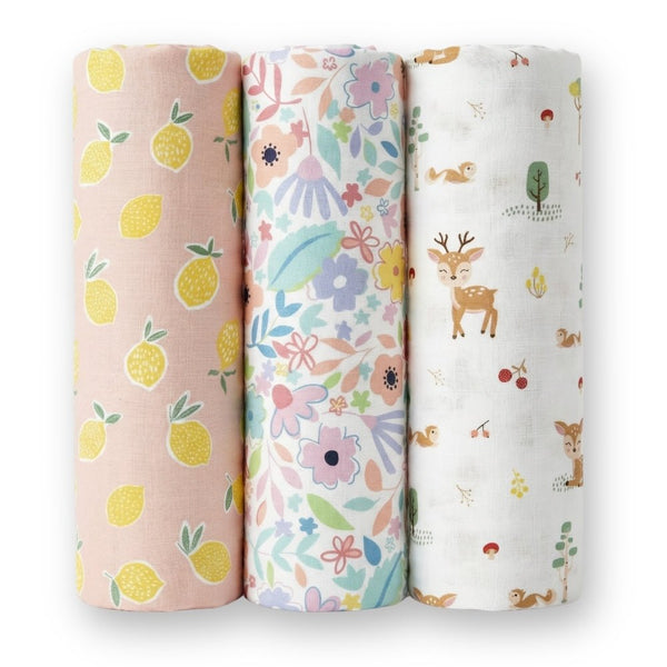 Citrus groove Collection 100% Cotton Muslin Swaddle Pack Of 3 | 0 to 3 Months