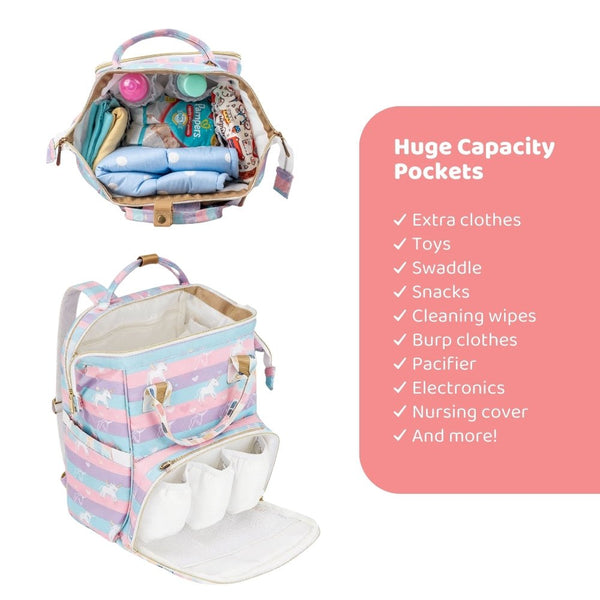 Unicorn, Art on Canvas - Chic Diaper Bag Backpack for New Moms